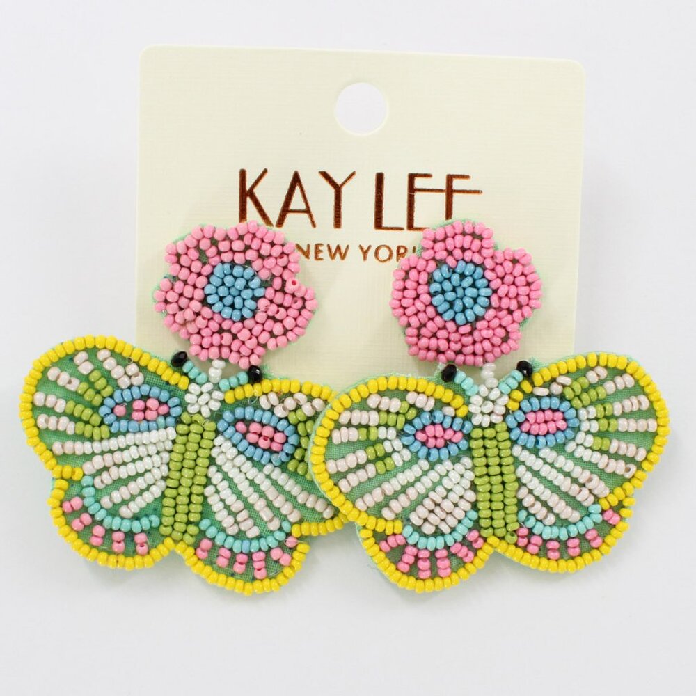 KAYLEE Seed Beaded Beautiful Butterfly Post Earrings Made with ❤️ from India
